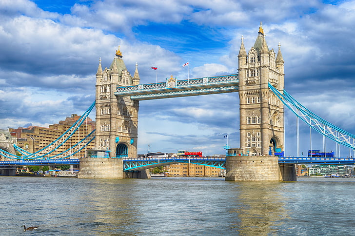 Torre, ponte, Londres, Thames, Inglaterra, ponte - cara feita estrutura, conexão