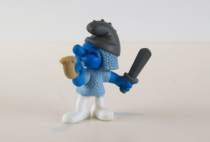Smurf, Smurfs, smurf de cavaleiro, Figura, brinquedos, decoração, coletar