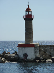 Lighthouse, Bastia, Korsika, byn, Frankrike, havet, hamn