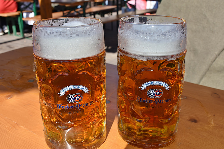 cerveza, jarra de cerveza, se sentó, taza de cristal, Baviera, Krug, bebida