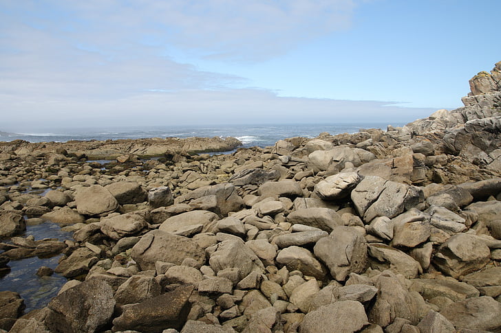 landscape, stones, sky, sea, beach