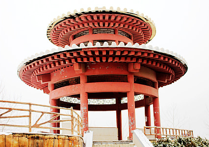 Pavilion, zăpadă, clădire, arhitectura, Asia, celebra place, Red