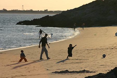 ชายหาด, เกม, การท่องเที่ยว, เด็ก, ครอบครัว, ฤดูร้อน, ตอนเย็น