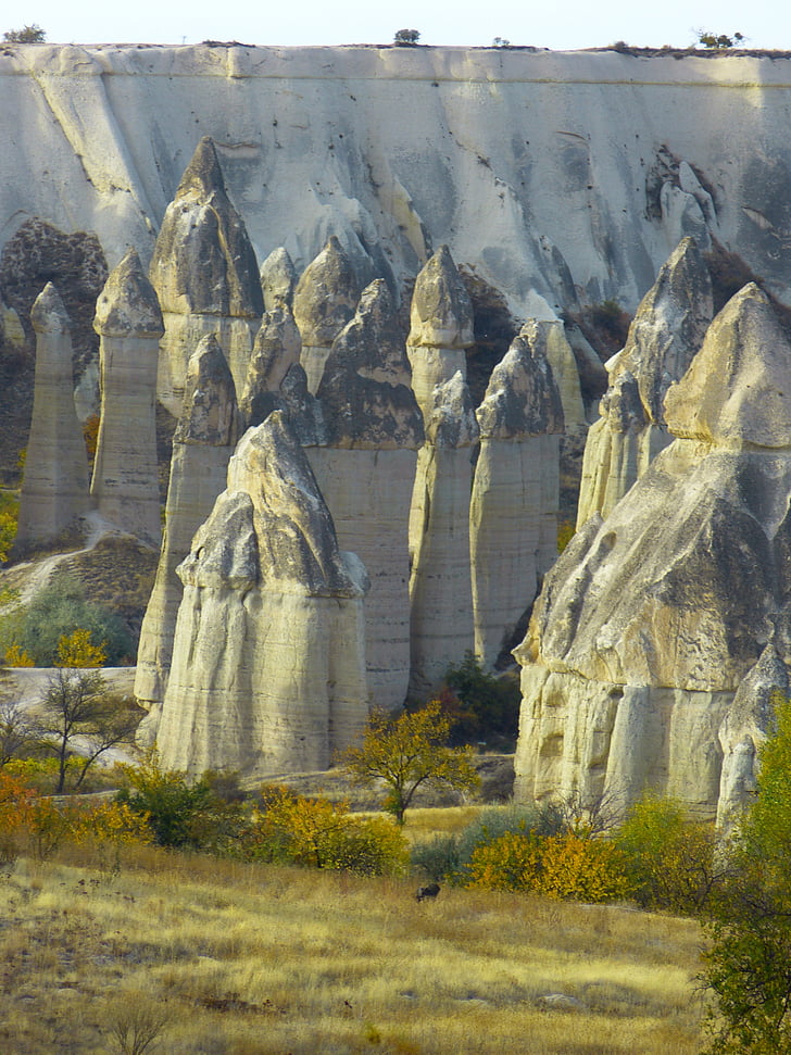 fe skorstene, tufa, klippeformationer, Cappadocia, landskab, natur, tufa formationer