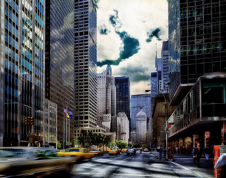 Park avenue, new york city, miast, Urban, drapacze chmur, budynki, Architektura