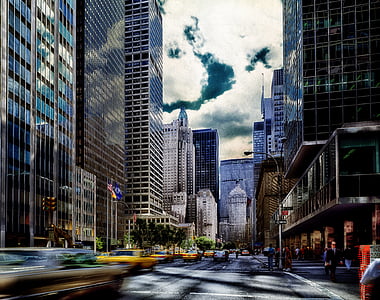 Park avenue, new york city, städer, Urban, skyskrapor, byggnader, arkitektur