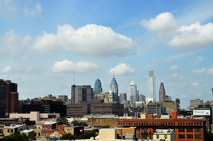 Filadelfie, město, Pensylvánie, Panorama, mrakodrap, Architektura, Panoráma města