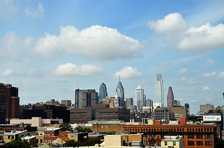 Philadelphia, pilsēta, Pennsylvania, siluets, Debesskrāpis, arhitektūra, cilvēki un kultūra