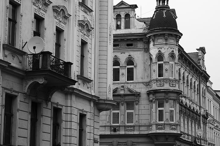 rumah-rumah bersejarah, Street, Ceko budejovice, Pusat kota, Renaissance, arsitektur, eksterior bangunan