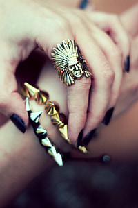 Ring, indiska, armband, smycken, smycken, naglar, händer