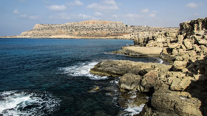 Kipras, Cavo greko, kraštovaizdžio, Rokas, jūra, pakrantė, uolų