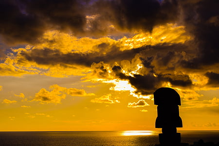 Захід сонця, під час заходу сонця кольори, небо, хмари, скульптура, парк скульптур, Айя-Напа