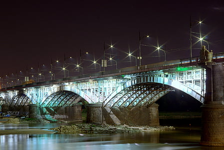 γέφυρα, Βαρσοβία, πόνι, το επισημασμένο, Πολωνία, την οδογέφυρα, Βίσλα