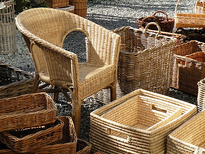 mimbre, cestas de, silla de mimbre, cesta de la silla, muebles, asiento, madera