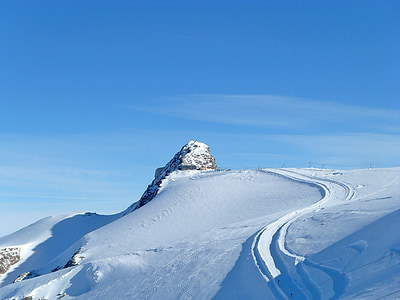 Klein matterhorn, Zima, snijeg, u Alpama, Švicarska, Zermatt, skije