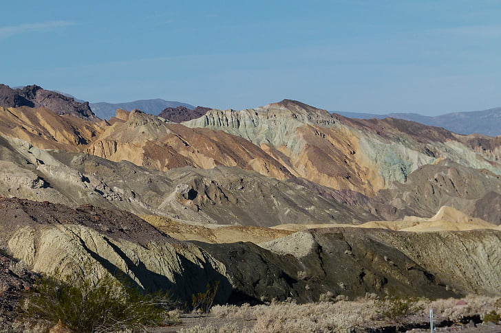 Zabriskie, Zabriskie point, Dolina śmierci, Kalifornia, Stany Zjednoczone Ameryki, Atrakcja turystyczna, krajobraz