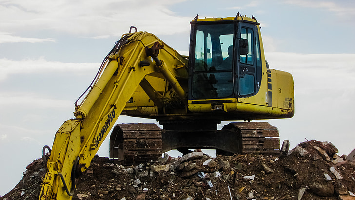 digger, heavy machine, equipment, excavator, vehicle, machinery, yellow