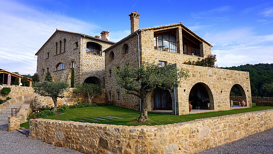 house, farmhouse, bed and breakfast, rustic, stone, old house, architecture