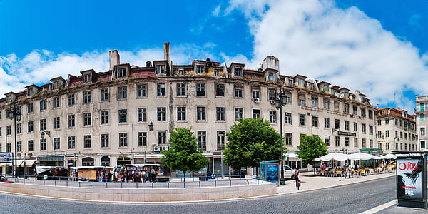facade, plads, Lissabon, Portugal, Europa, gamle bydel