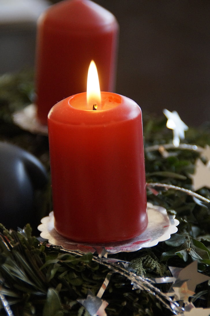 adventski vijenac, svijeća, Došašće, dekoracija, Prosinac, svjetlo, vrijeme Božića