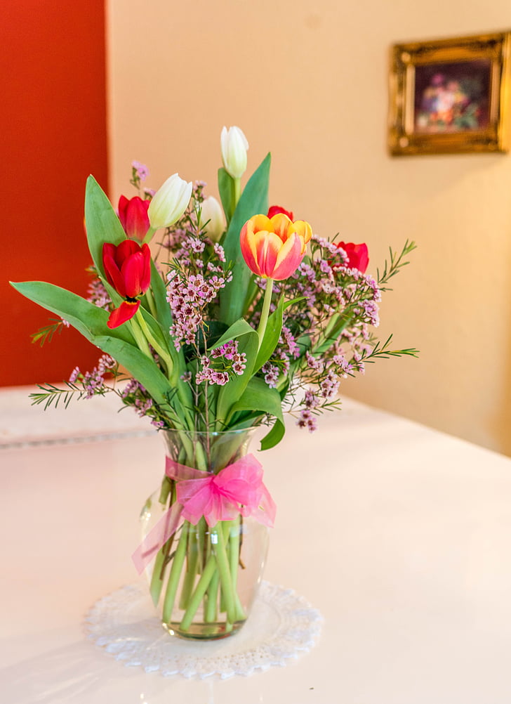 gėlės, Motinos diena, puokštė, tulpės, spalvinga, dovana, meilė