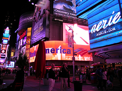 Broadway, Nowy Jork, Time square, Manhattan, nieomal, lampki nocne, wgląd nocy
