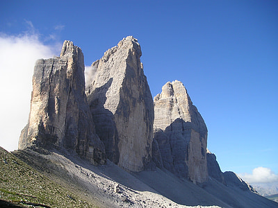 tres zinnen, Lavaredo, pared del norte, gran pinnacle, zinne occidental, pared de roca, pared escarpada