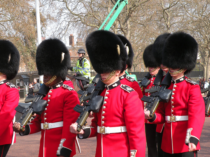 kareivis, London, policijas, aizsargs, vienotu, sarkana, UK
