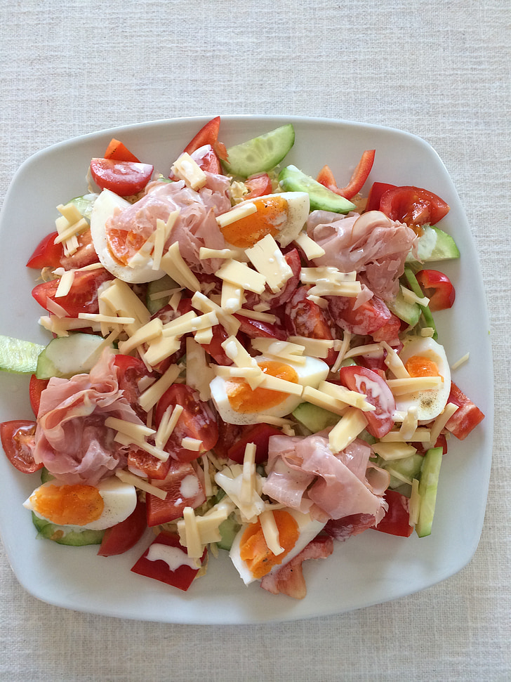assiette de salade, aliments crus, salade