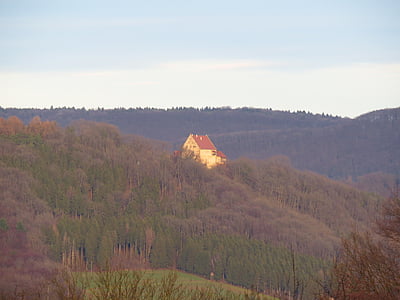 Burg ramsberg, Ramsberg, Castillo, Reichenbach debajo de rechberg, Donzdorf, Baden Wurtemberg, burg de altura