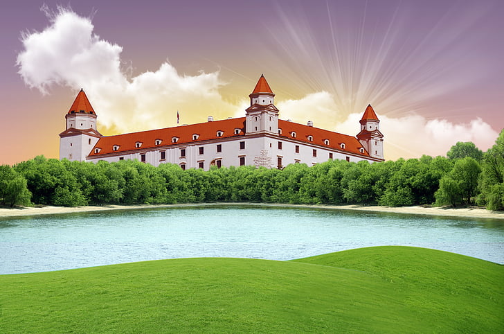 Bratislava, Farben, Grafik, Schloss, die Hauptstadt der, Slowakei, Architektur