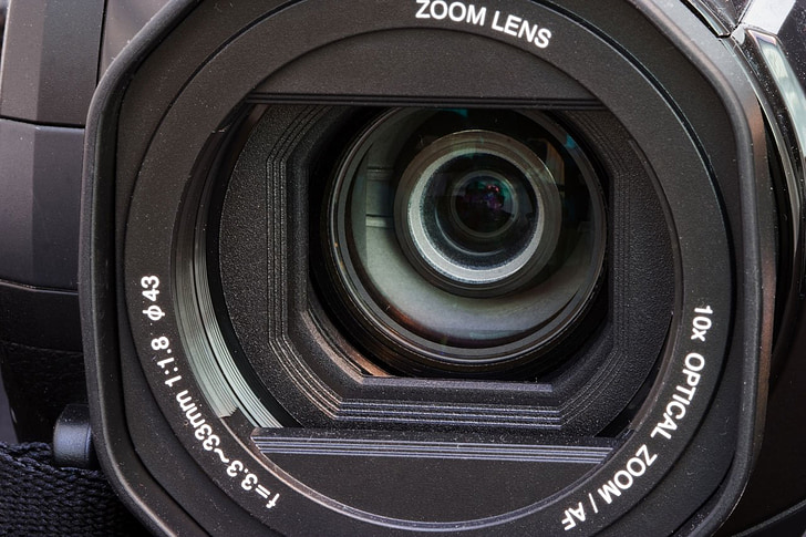 camera, video, camcorder, lens, glass, black