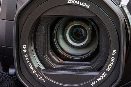 camera, video, camcorder, lens, glass, black