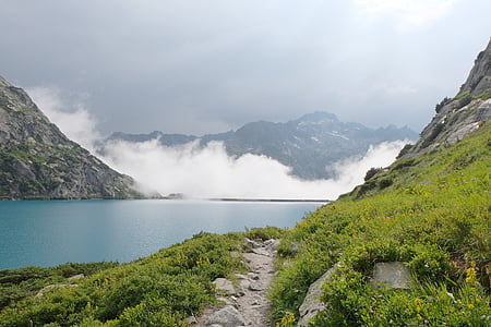 fjord, völgy, nézet, táj, kültéri, hegyi, természet