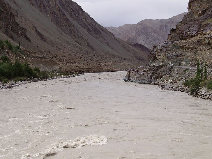 riu, Vall, Ladakh, muntanyes, Himàlaia, escèniques, viatges