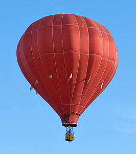 balão, vermelho, balão de ar quente, passeio de balão de ar quente, balão de ar quente, voar, céu