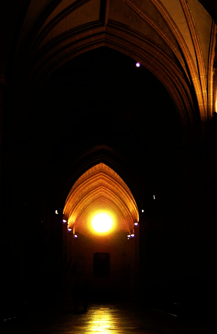 katedrala, Palencia, arkade, sence, arhitektura, umetnost, svetlobe