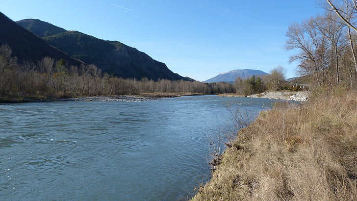 floden, vattendrag, landskap, naturen, Hautes alpes, floden durance