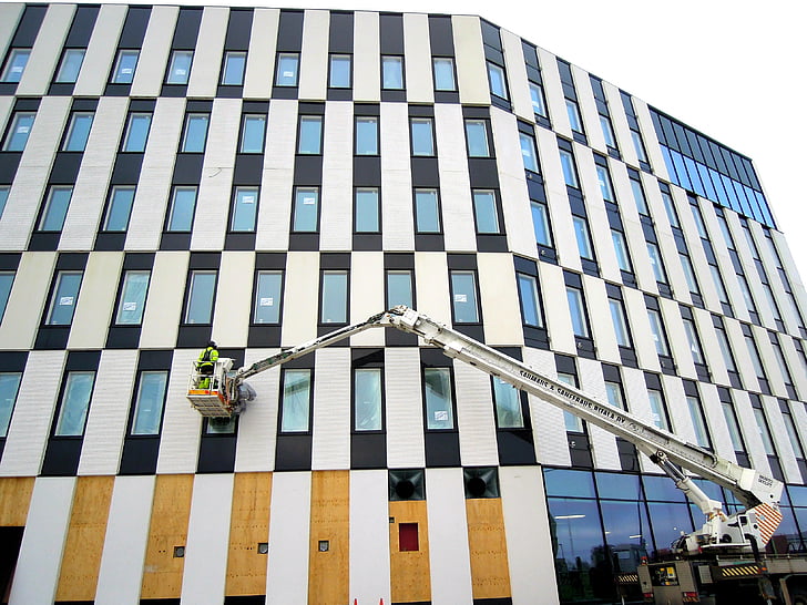 bâtiment, pour construire un, Windows, haute, chantier de construction, Vantaa, Finnois