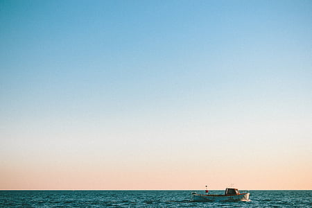 bateau, voile, bleu, Sky, nature, eau, océan