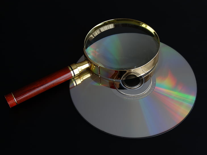 cd, data search, search, to find, magnifying Glass, data, searching