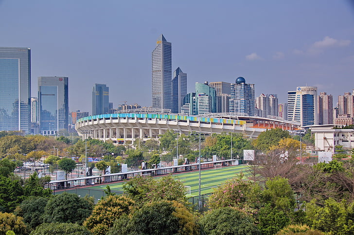 Guangzhou, china moderna, urbana, China, edificio, rascacielos, Centro de la ciudad