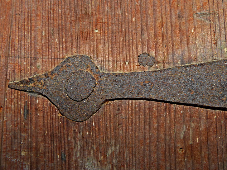 puerta, madera, hierro, rústico, bisagra