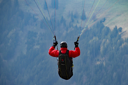 滑翔伞, 山脉, 飞, 滑翔伞, 高山, 业余爱好, 休闲