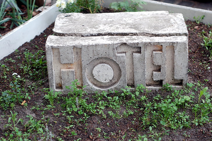 Ulica, kamień, panelu, znak, Hotel