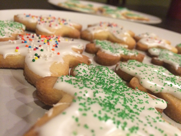 biscotti di Natale, cookie, glassa, cibo, spruzza, dessert, fatti in casa