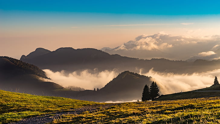 Alemania, Baviera, Alpine, sur de Alemania, naturaleza, montañas, vista lejana
