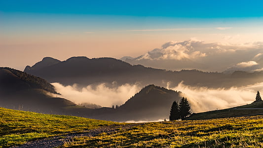 Allemagne, Bavière, alpin, sud de l’Allemagne, nature, montagnes, vue à distance