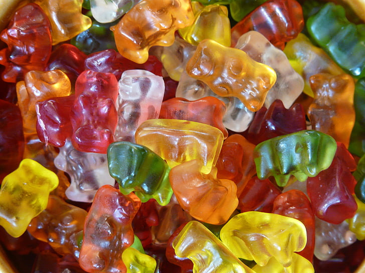 Gummi medvede, ovocie ďasná, medveď, sladkosť, farebné, Farba, želatína