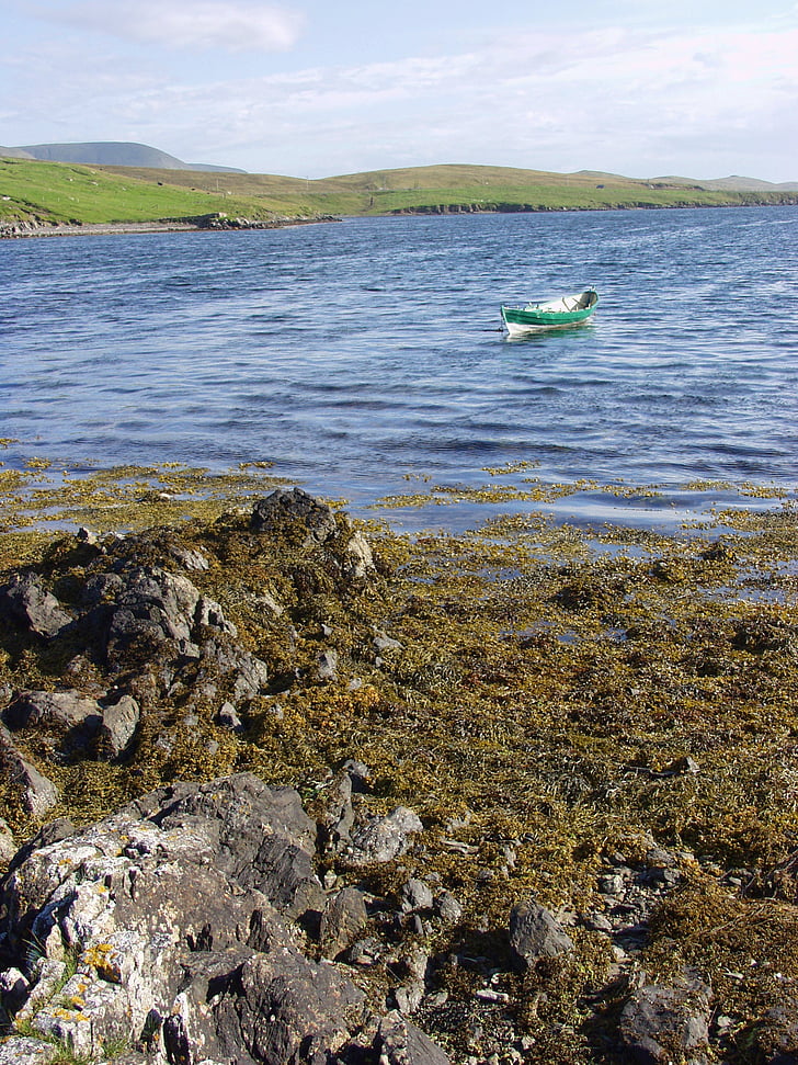 Shetland isles, Scoţia, mare, coasta, coastă, peisaj, barca